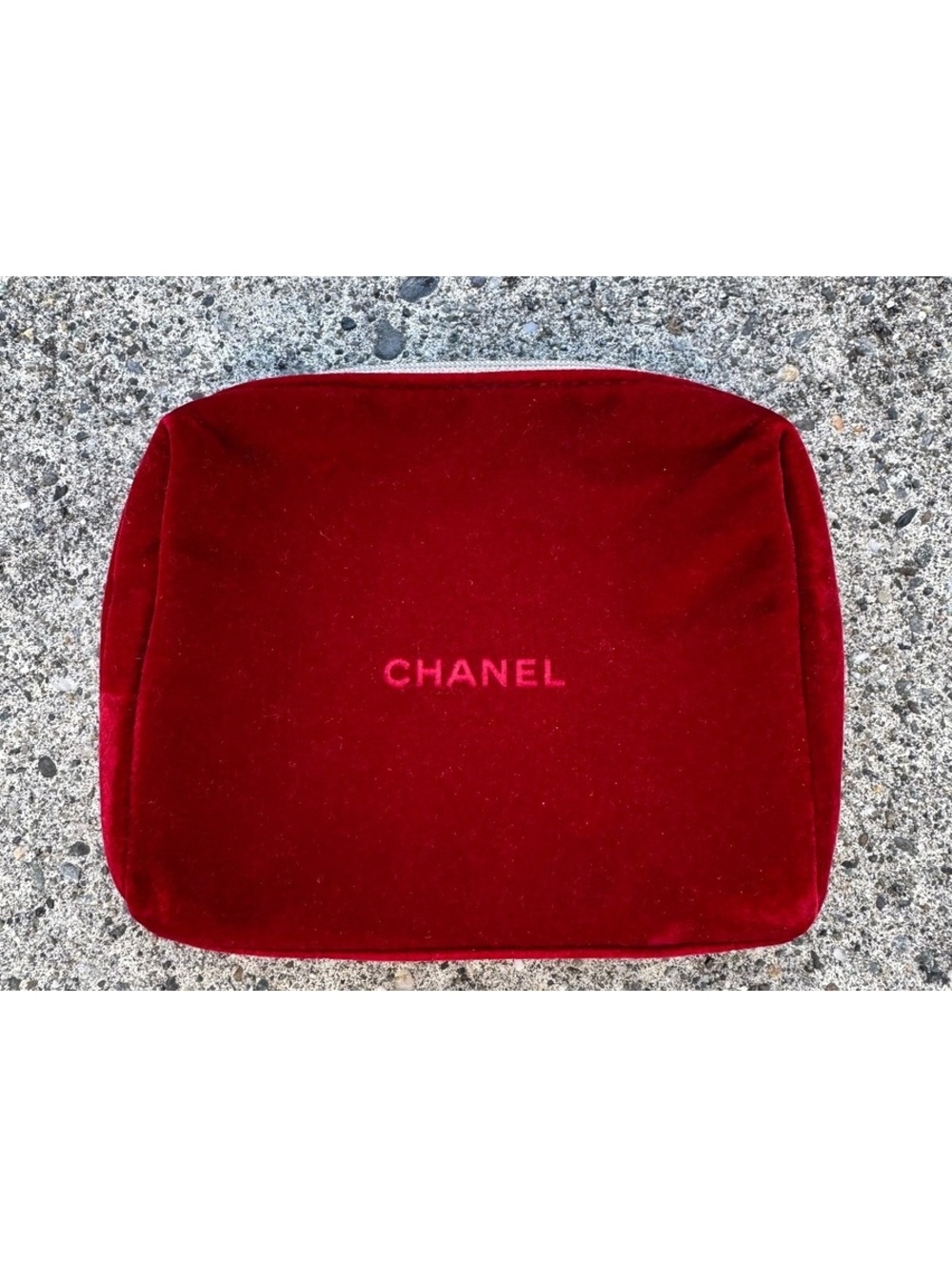 Chanel Red Velvet Cosmetic Pouch